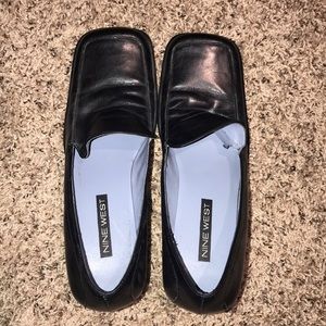Nine West black leather heels